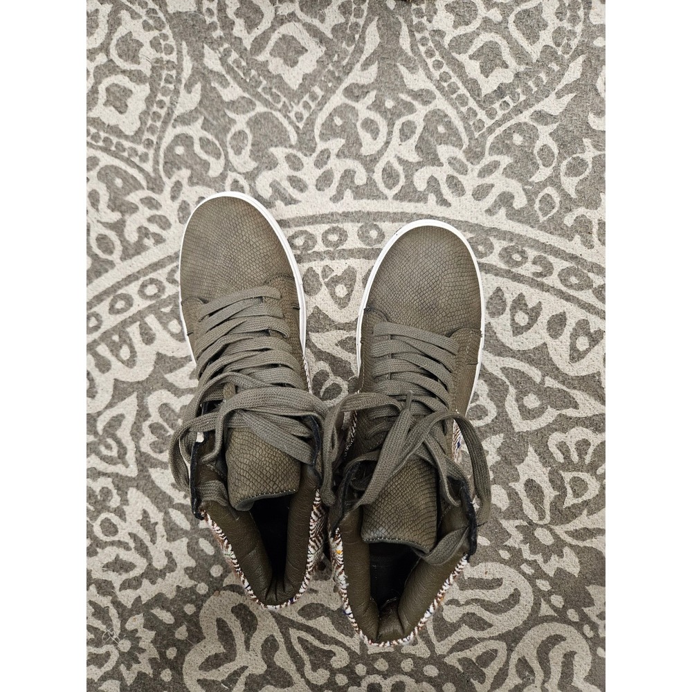 Coconuts by Matisse Women Olive Green Snakeskin Fringe High Top Sneakers 8.5